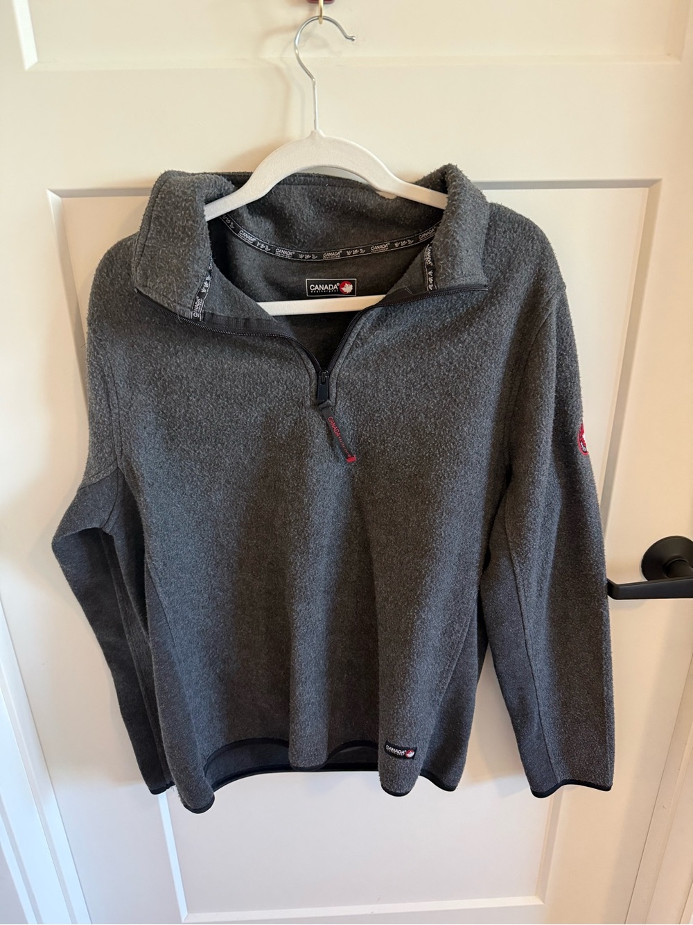 Canada Weather Gear Gray Quarter Zip Fleece Pullover Jacket Size Large